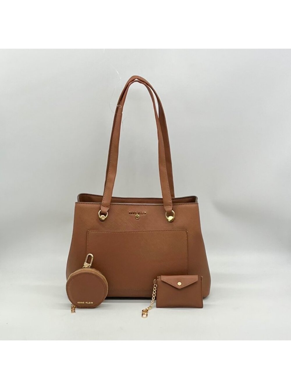Anne Klein Brown Faux Leather Medium Triple Compartment Satchel Bag - Picture 12 of 12